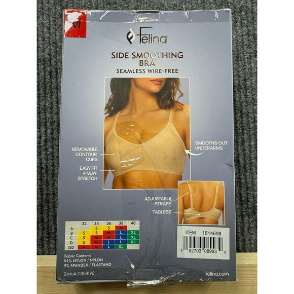 Felina Bra Women's Size Medium 2 Pack Side Smoothing Seamless Wire Free Bra NWT - Picture 6 of 8